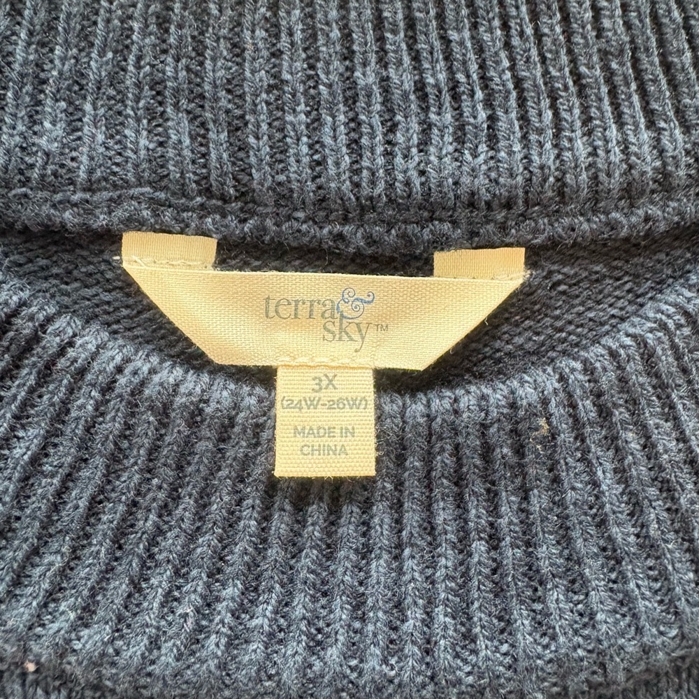 Terra & Sky Navy Sequined  Knit Sweater